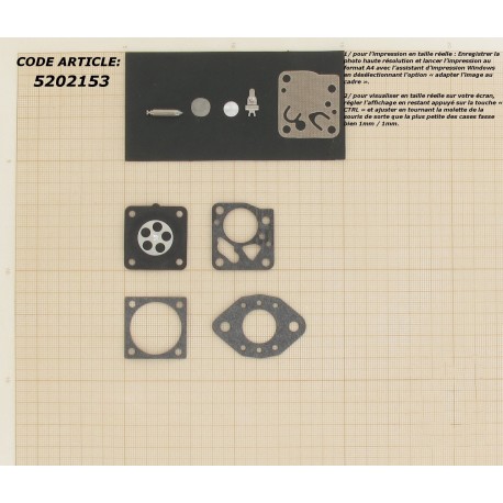 Kit réparation carburateur adaptable pour TILLOTSON