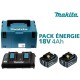 Pack Énergie 18 V Li-Ion (2 batteries + 1 chargeur double) avec coffret MAKPAC