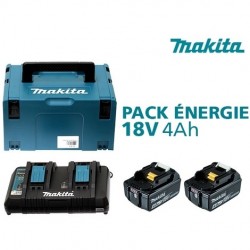 Pack Énergie 18 V Li-Ion (2 batteries + 1 chargeur double) avec coffret MAKPAC