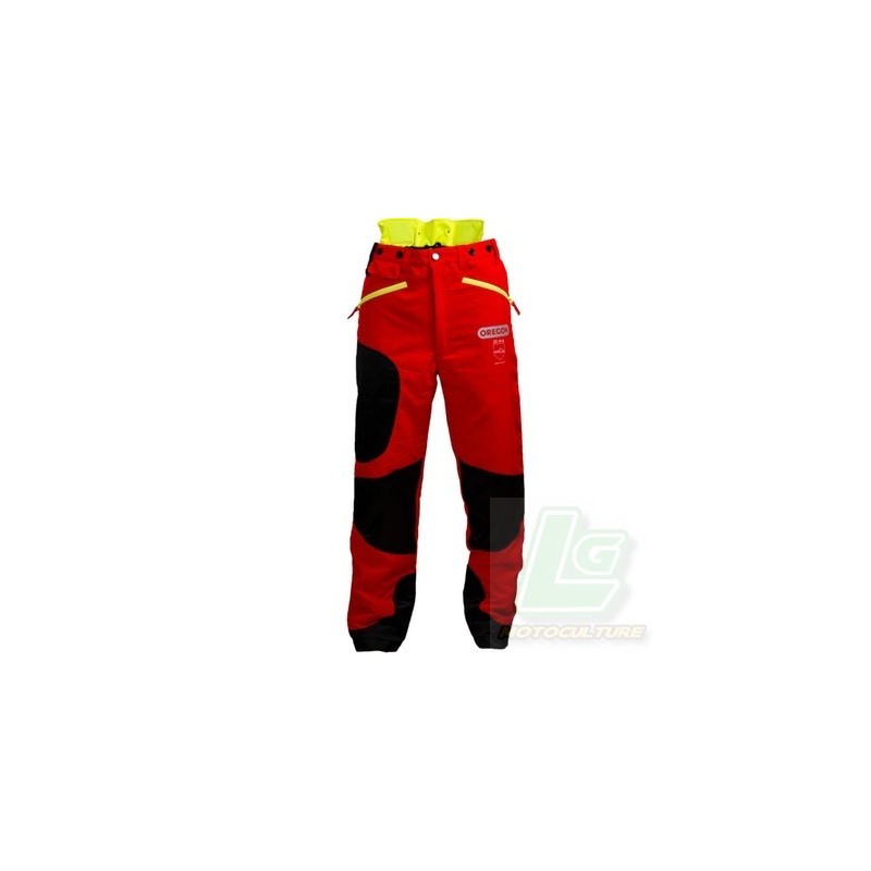 PANTALON ROUGE ET JAUNE OREGON ANTI-COUPURES DE PROTECTION WAIPOUA