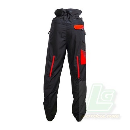 PANTALON OREGON ANTI-COUPURES DE PROTECTION WAIPOUA NOIRE ET ROUGE