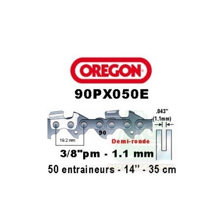 Chaîne de tronçonneuse OREGON 90PX050E 3/8 1.1mm 50 entraîneurs